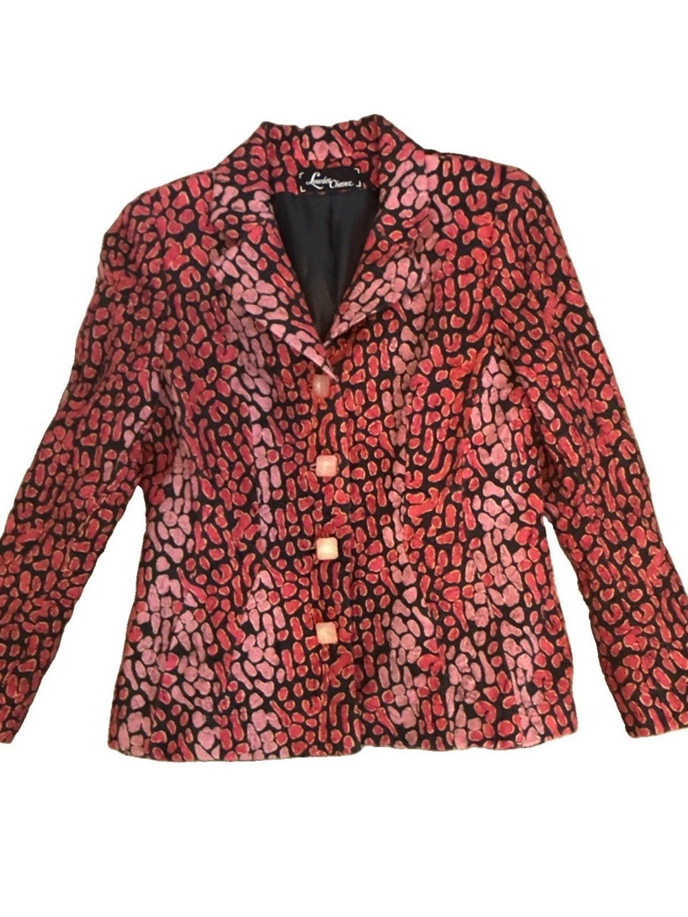 Lourdes Chavez silk+wool jacquard Vintage Couture Blazer, Animal Like Pattern